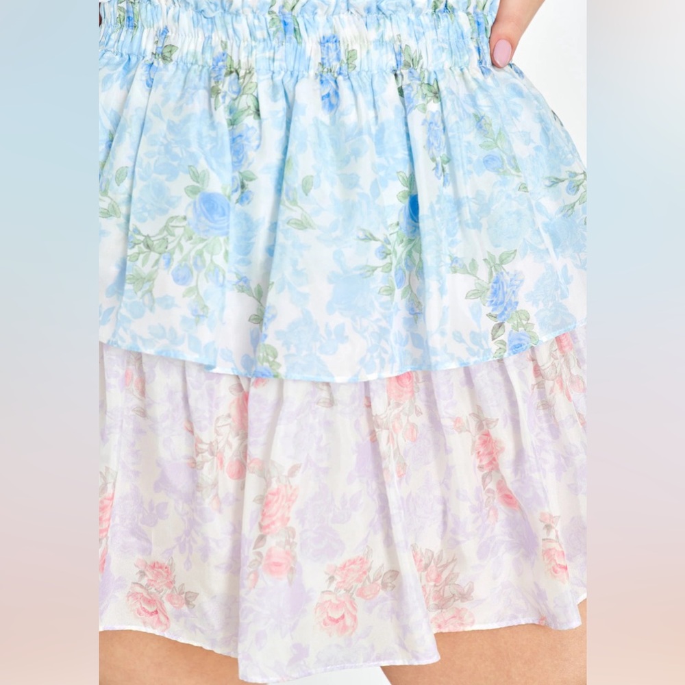 LoveShackFancy Blue and Pink Mini Skirt - Picture 9 of 13